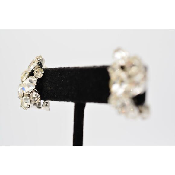 Weiss Vintage Crystal Clip On Earrings Prong Rhinestone Sparkling Signed BinAO - Picture 3 of 12